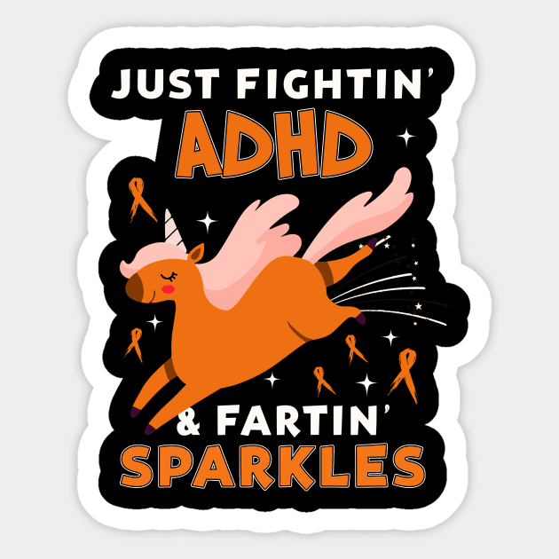 ADHD funny unicorn farting sparkles Sticker by TeesCircle